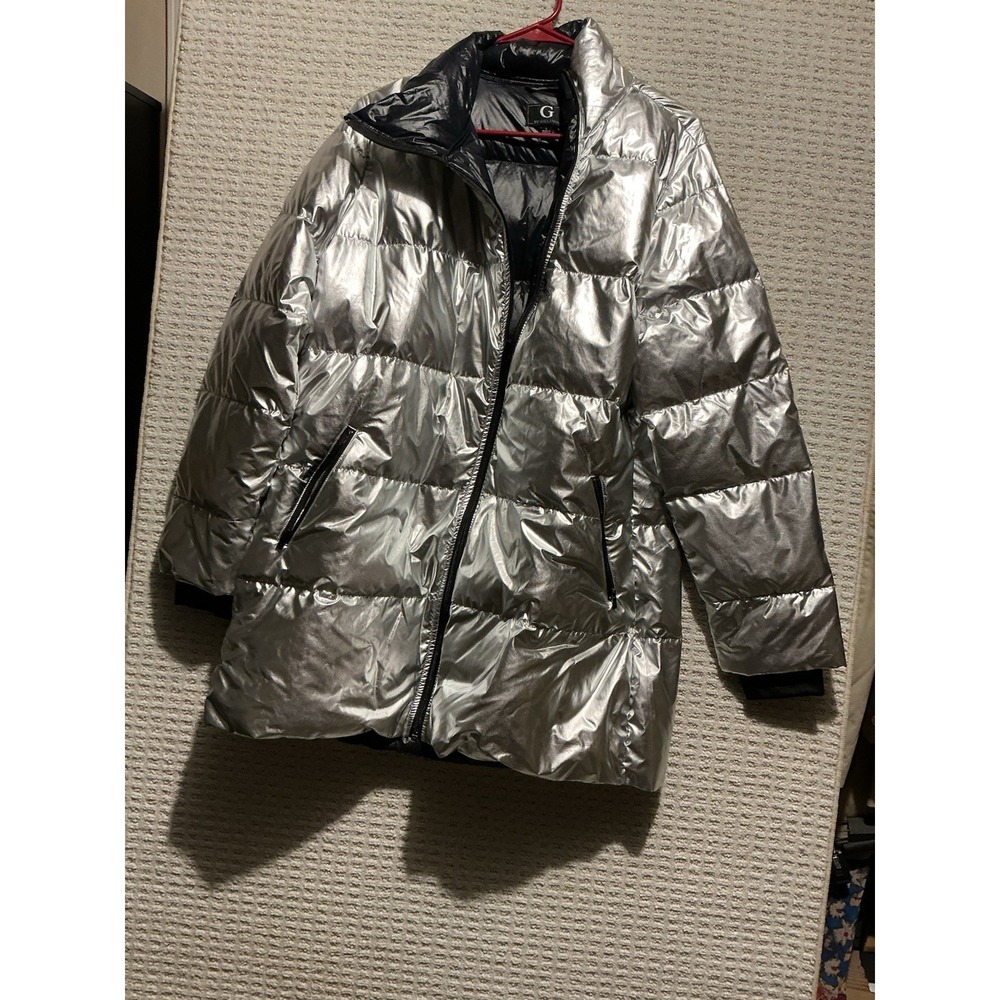 Giuliani Women's Silver Puffer Goos Down Mid Length Jacket L NEW NO TAGS